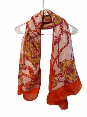 Raj Orange Pink Medallion Cotton Scarf Boho Lightweight Wrap 58x58